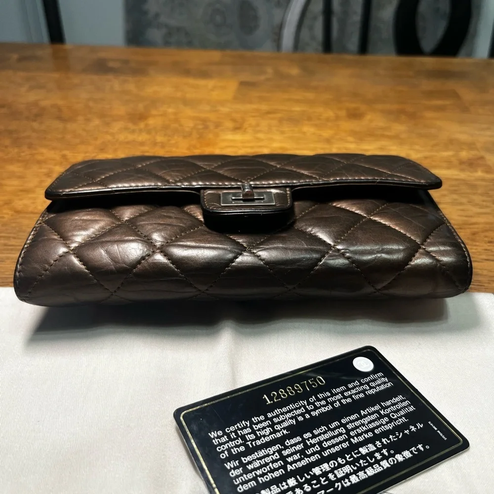 Chanel Quilted Metallic Brown Leather Wallet - Women - Picture 9 of 13